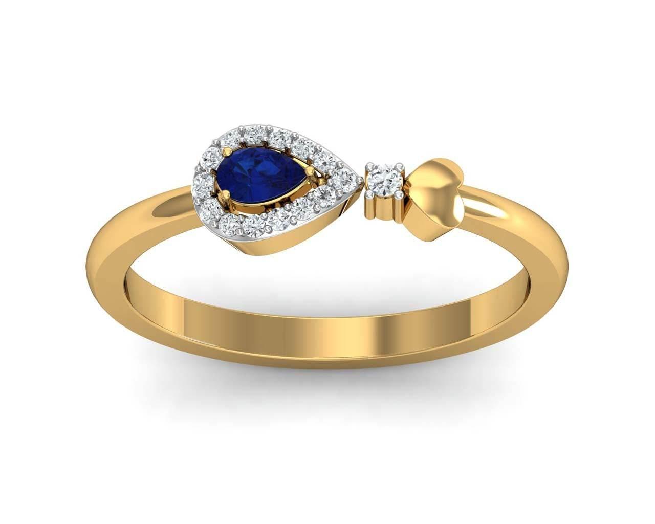 Buy Anchita Sapphire Ring in 14k hallmarked gold and studded with a Pear Shape Natural Sapphire and Diamonds - Jewelslane