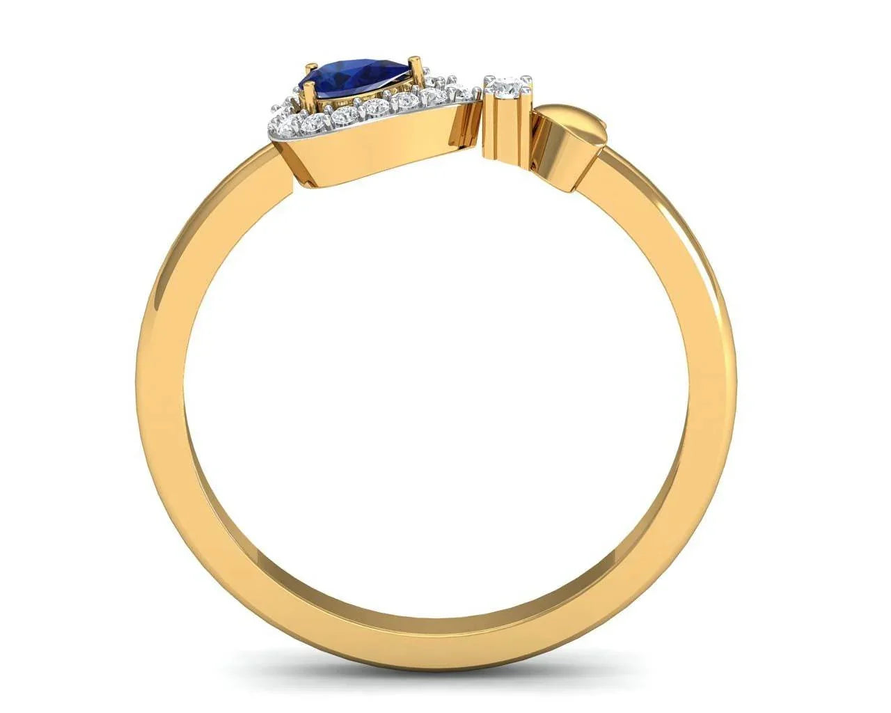 Buy Anchita Sapphire Ring in 14k hallmarked gold and studded with a Pear Shape Natural Sapphire and Diamonds - Jewelslane