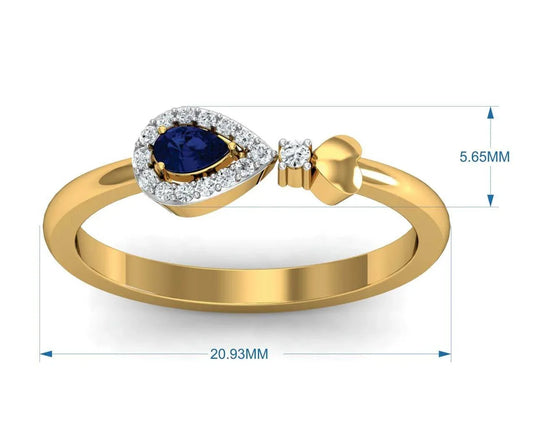 Buy Anchita Sapphire Ring in 14k hallmarked gold and studded with a Pear Shape Natural Sapphire and Diamonds - Jewelslane