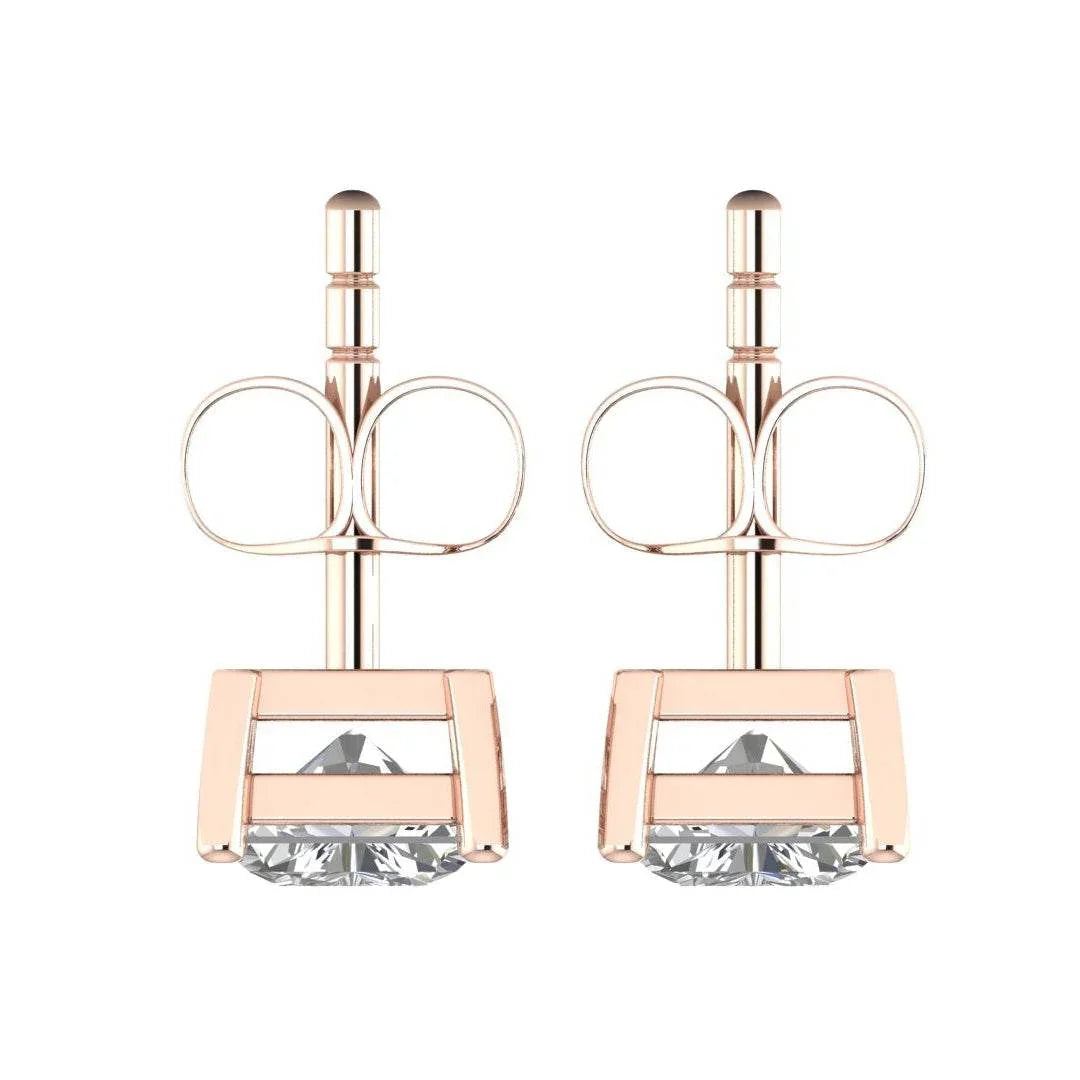 Aria Radiant Cut Lab Grown Diamond solitaire Earrings in Gold - Jewelslane