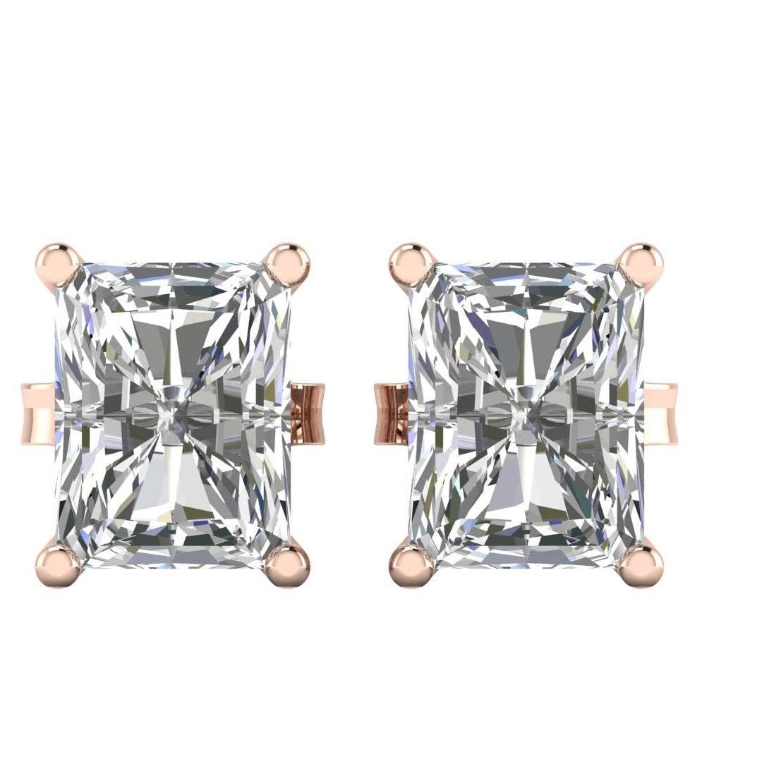 Aria Radiant Cut Lab Grown Diamond solitaire Earrings in Gold - Jewelslane