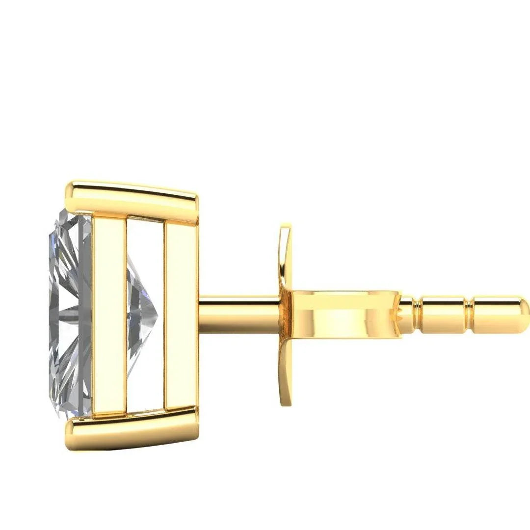 Aria Radiant Cut Lab Grown Diamond solitaire Earrings in Gold - Jewelslane