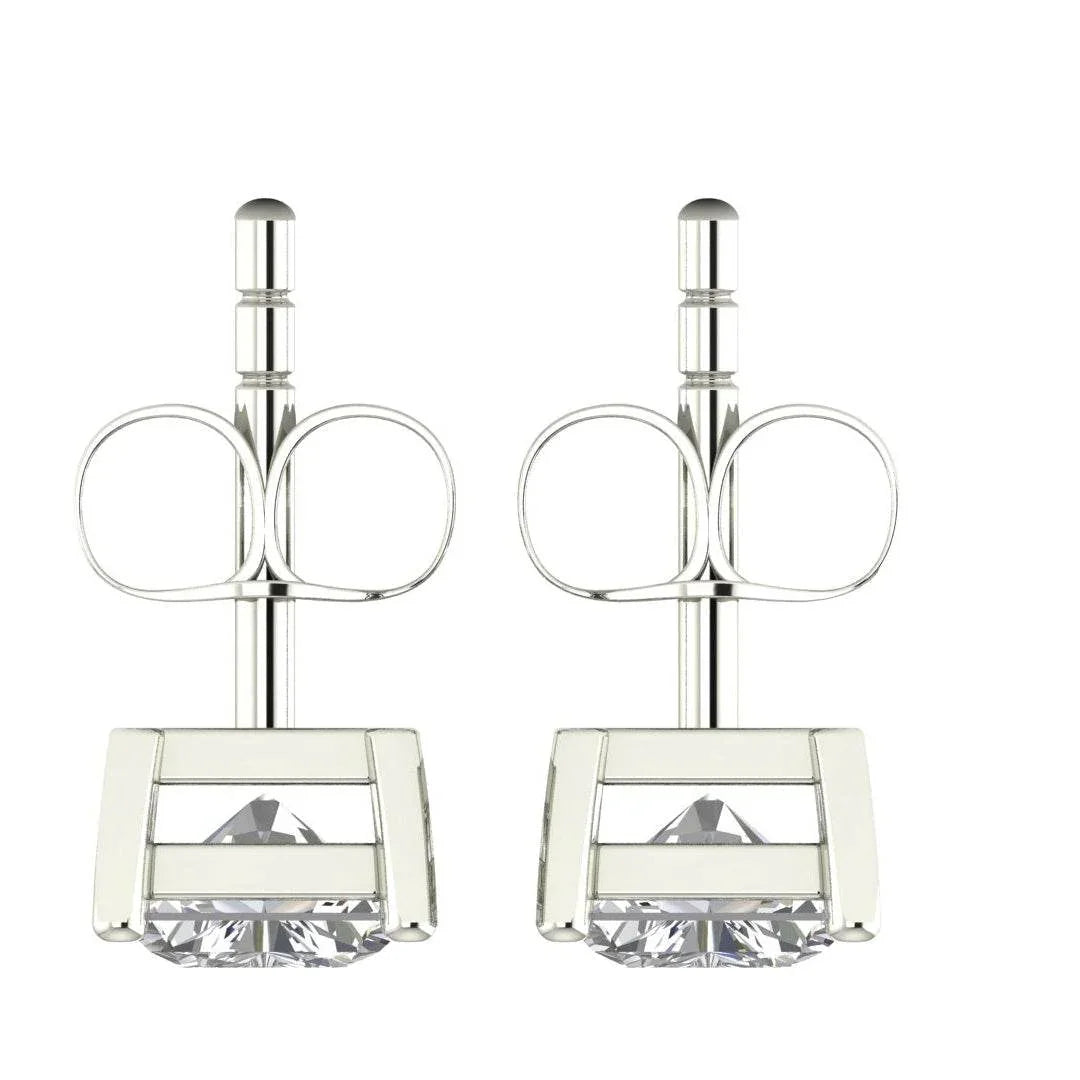 Aria Radiant Cut Lab Grown Diamond solitaire Earrings in Gold - Jewelslane