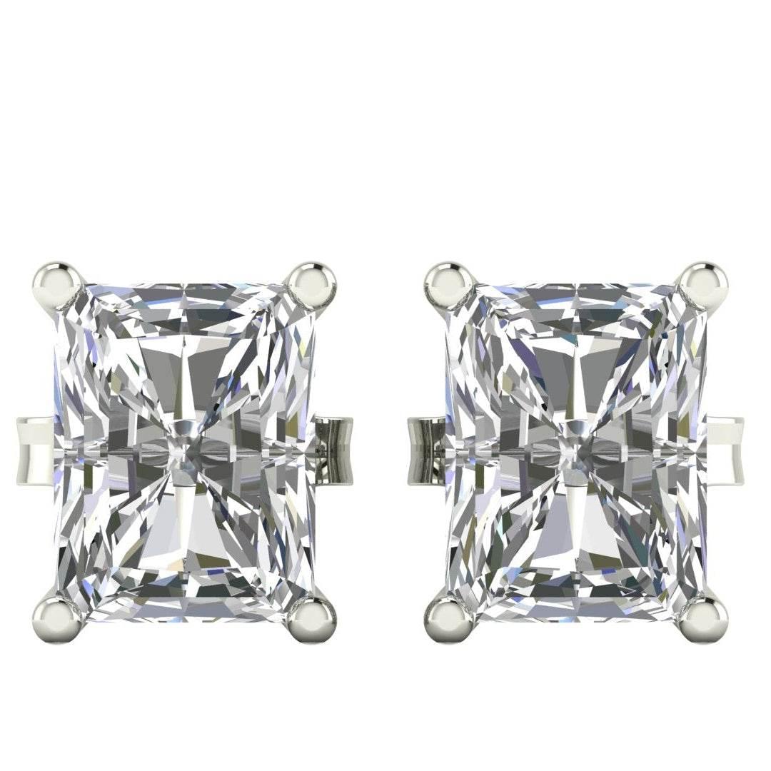 Aria Radiant Cut Lab Grown Diamond solitaire Earrings in Gold - Jewelslane