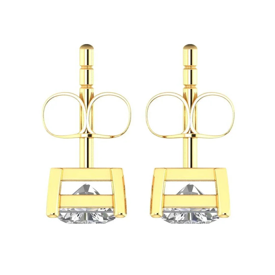 Aria Radiant Cut Lab Grown Diamond solitaire Earrings in Gold - Jewelslane