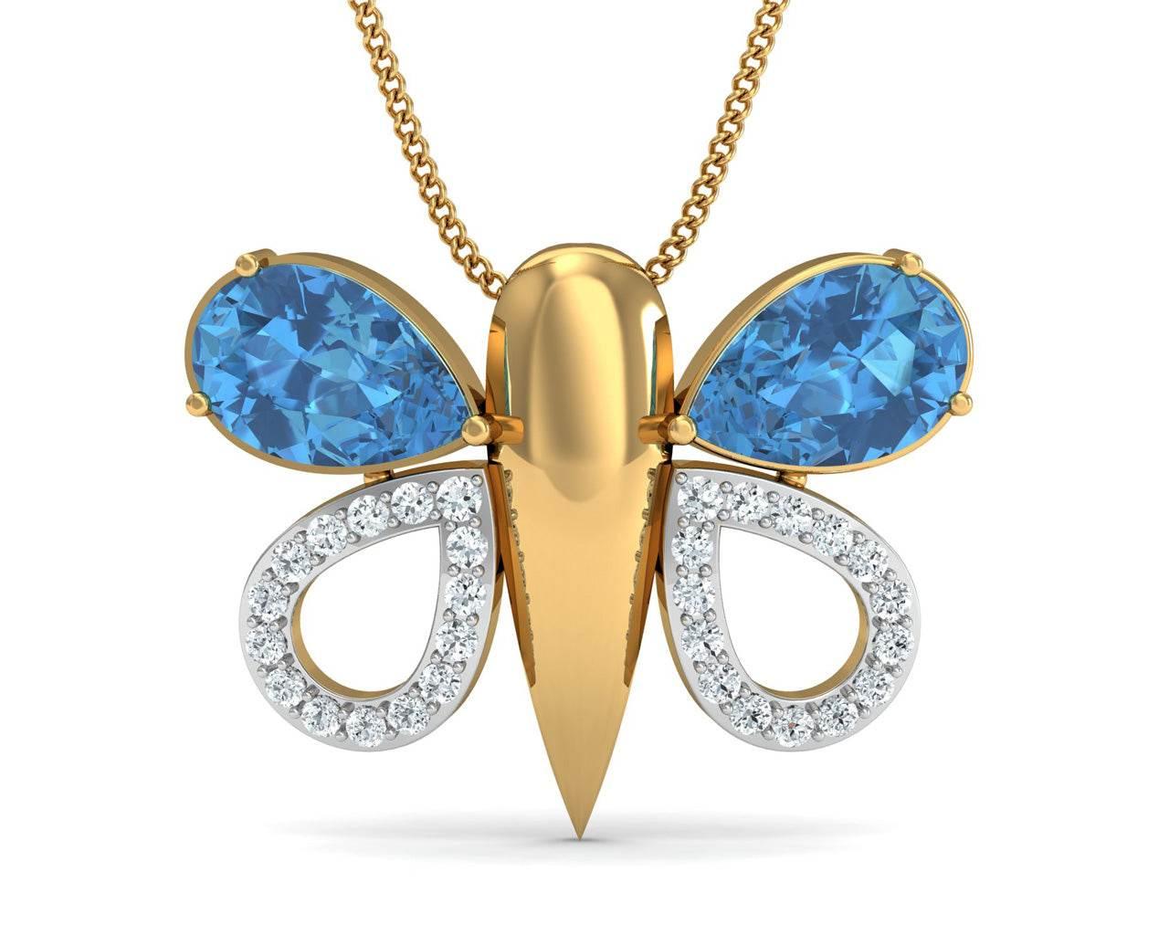 Asmara Blue Topaz & Diamond Pendant - Jewelslane