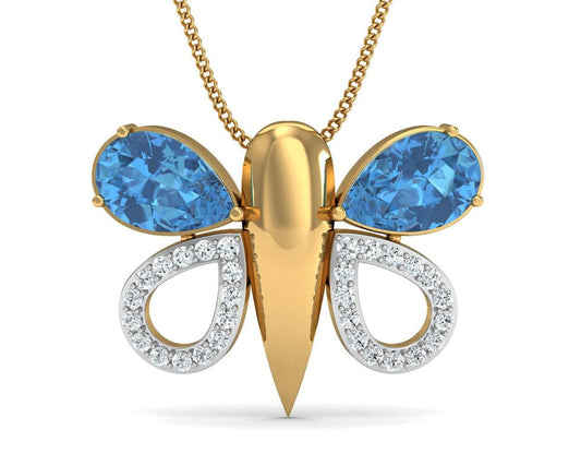 Asmara Blue Topaz & Diamond Pendant - Jewelslane