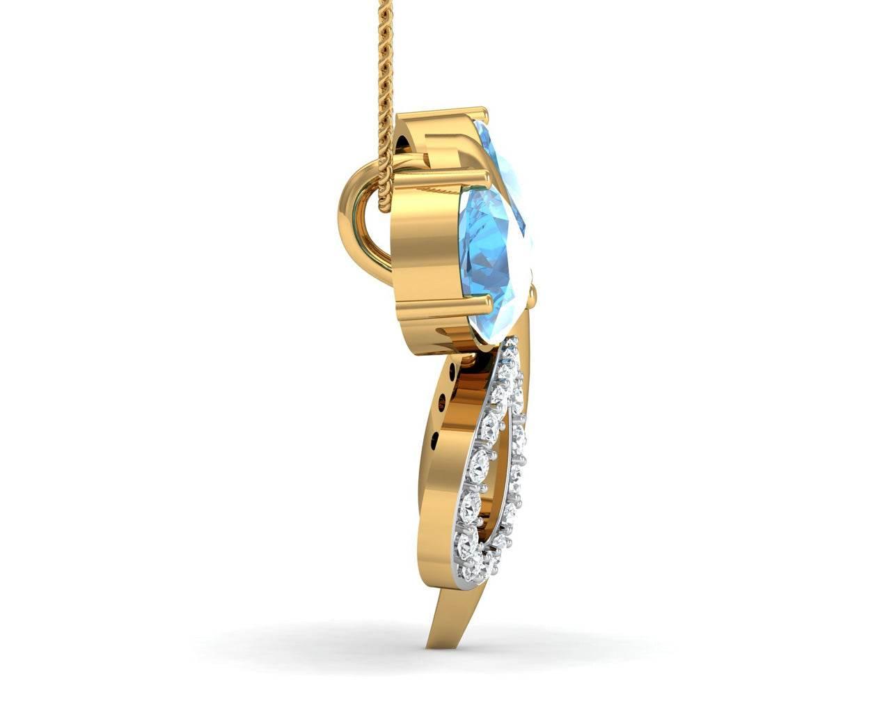 Asmara Blue Topaz & Diamond Pendant - Jewelslane