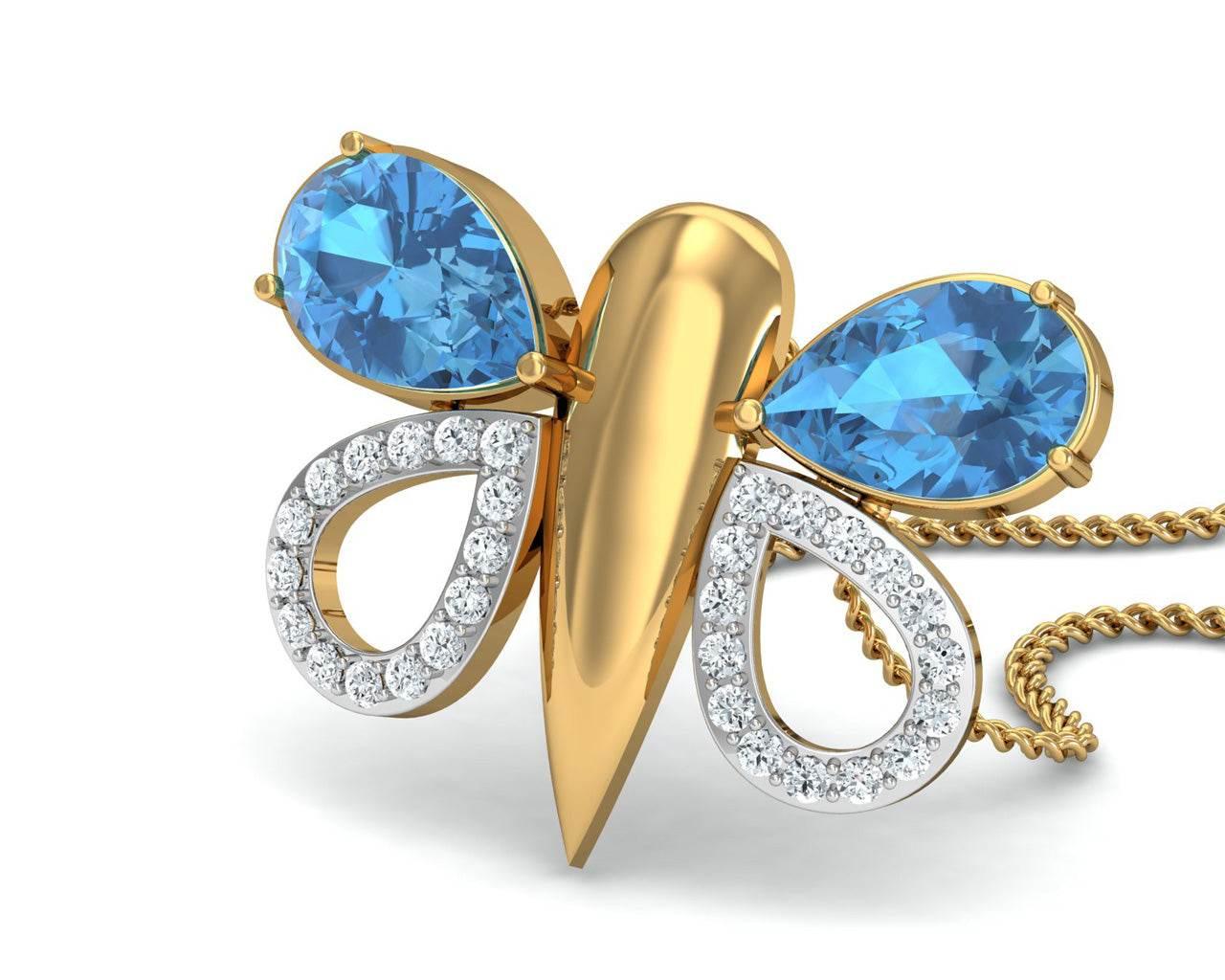 Asmara Blue Topaz & Diamond Pendant - Jewelslane