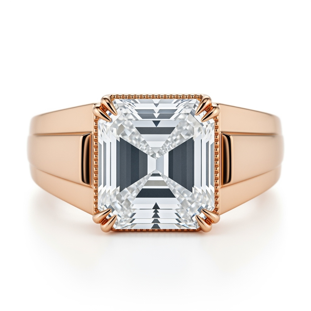 Asscher Cut Lab Diamond Solitaire Ring for Men - Jewelslane