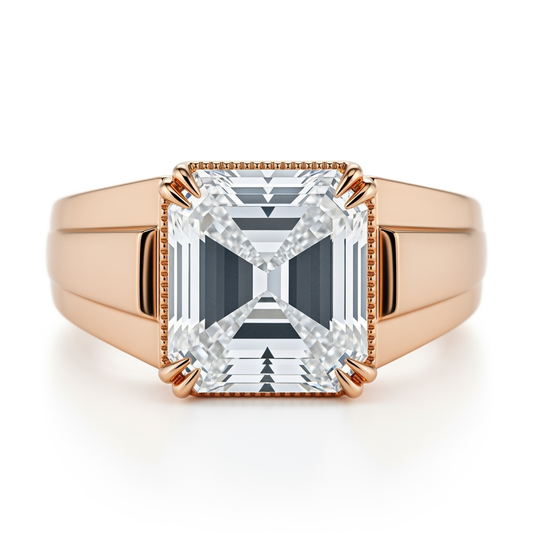 Asscher Cut Lab Diamond Solitaire Ring for Men - jewelslane