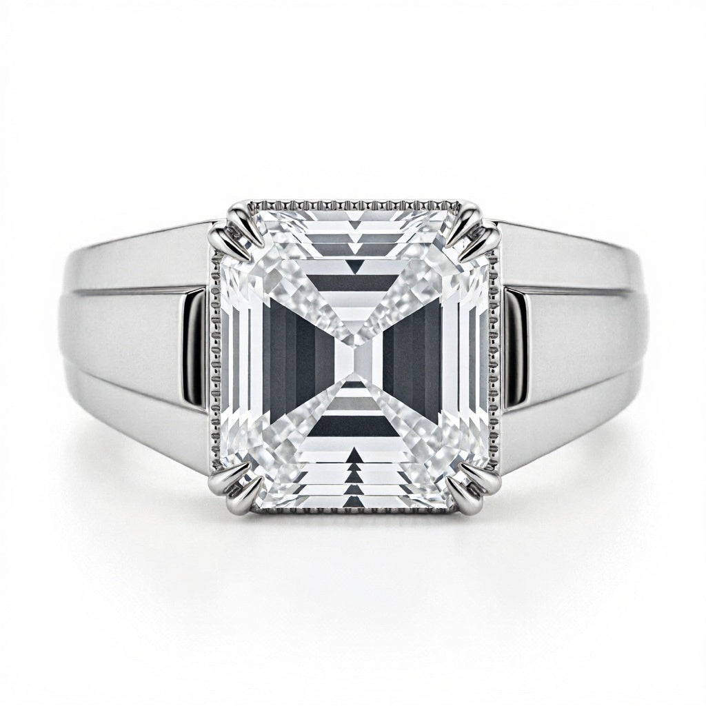 Asscher Cut Lab Diamond Solitaire Ring for Men - Jewelslane