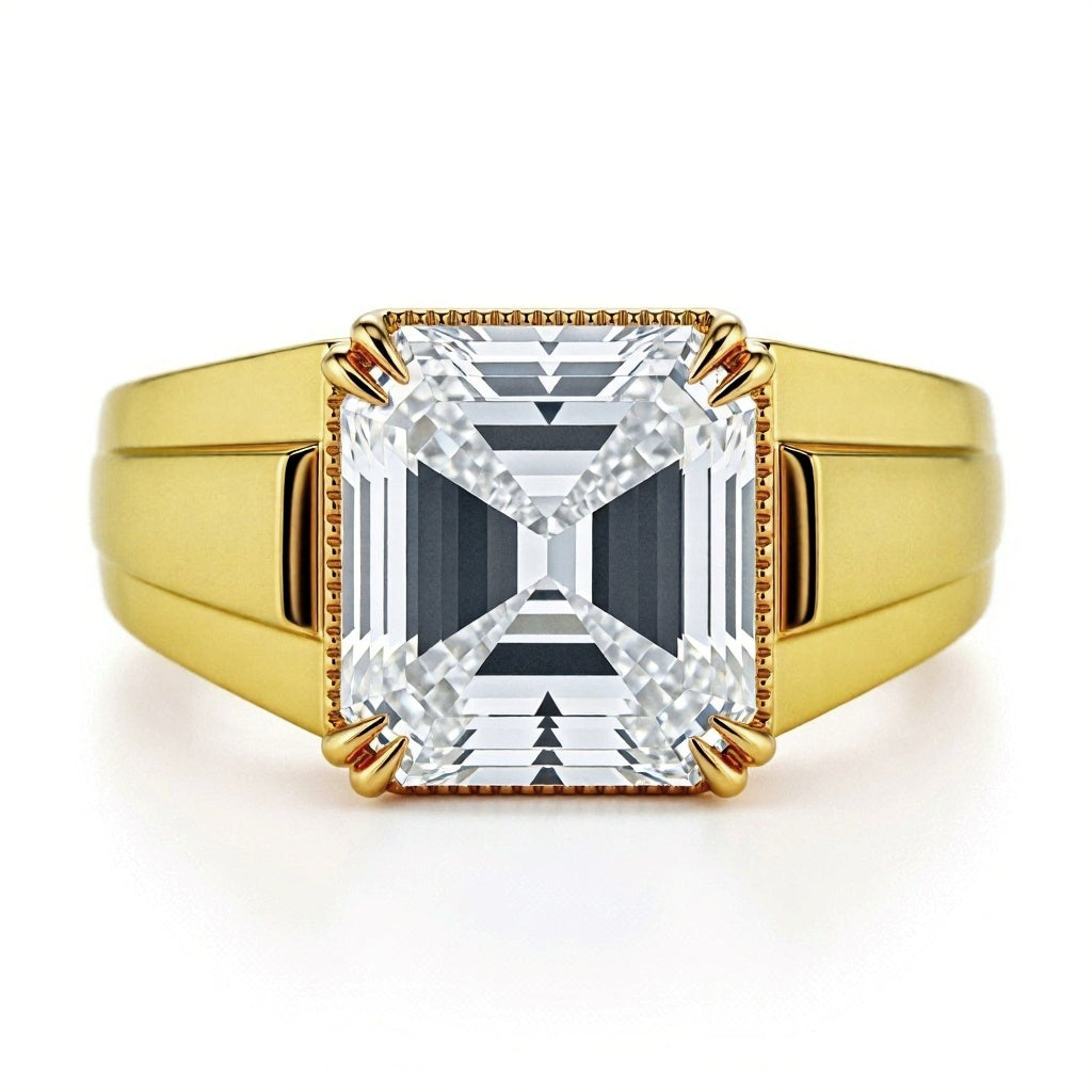 Asscher Cut Lab Diamond Solitaire Ring for Men - Jewelslane