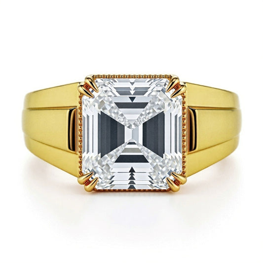 Asscher Cut Lab Diamond Solitaire Ring for Men - jewelslane