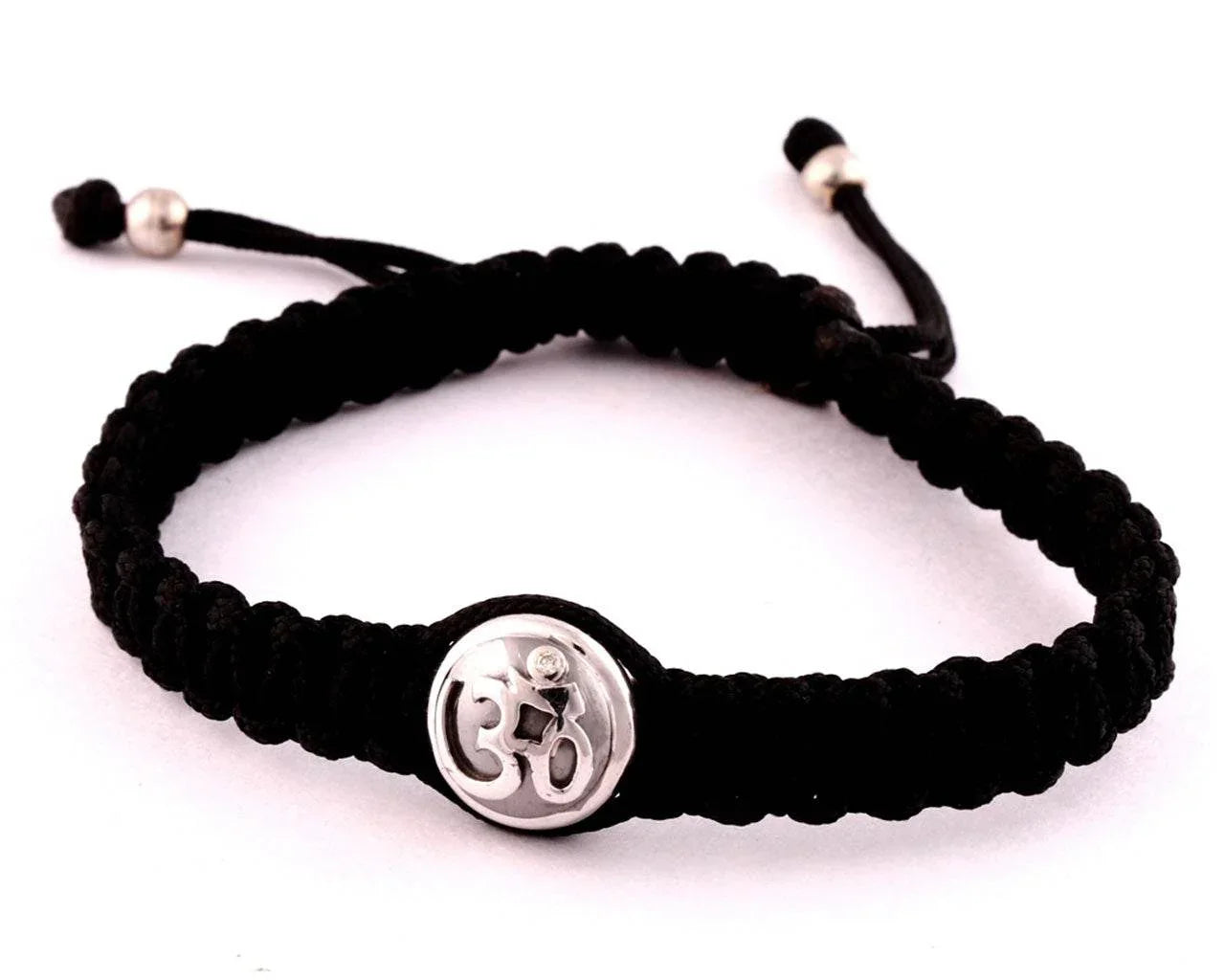 Aum Bracelet with Single Diamond Bead - Jewelslane