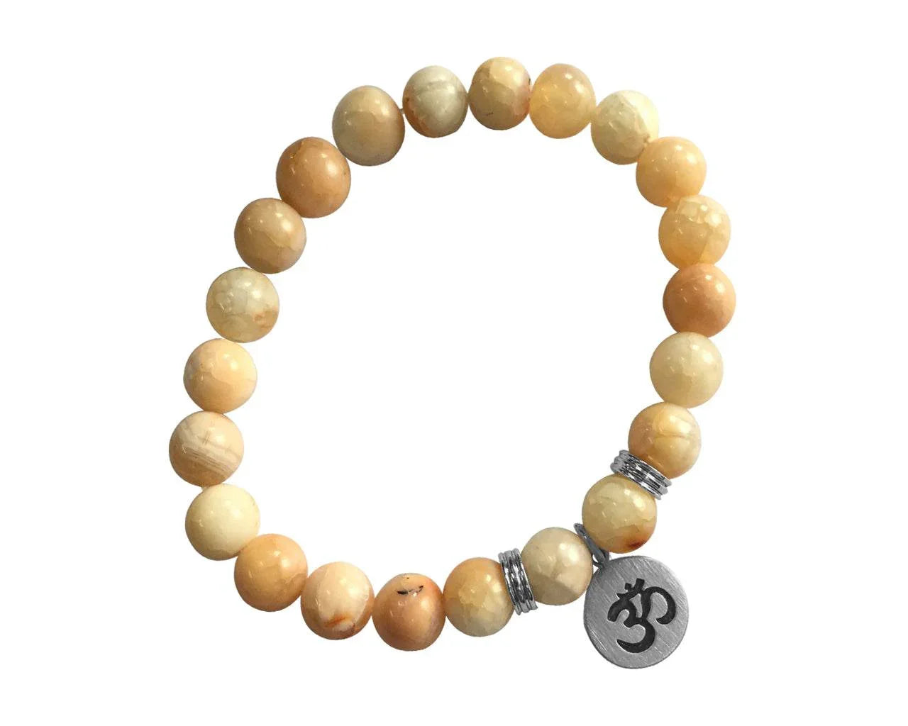 Aumkaara Harmony bracelet with Orange agate in silver - Jewelslane
