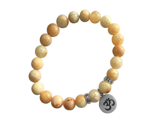 Aumkaara Harmony bracelet with Orange agate in silver - Jewelslane