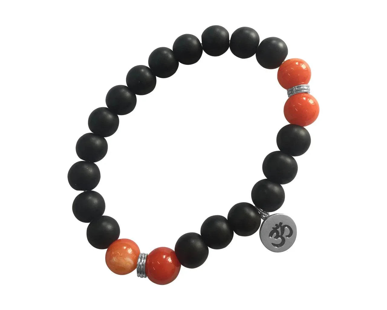 Aumkaara Motivational Bracelet with Black onyx and Carnelian - Jewelslane