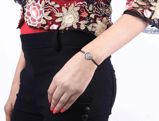 Om Bracelet Inside Diamond in Silver - Jewelslane