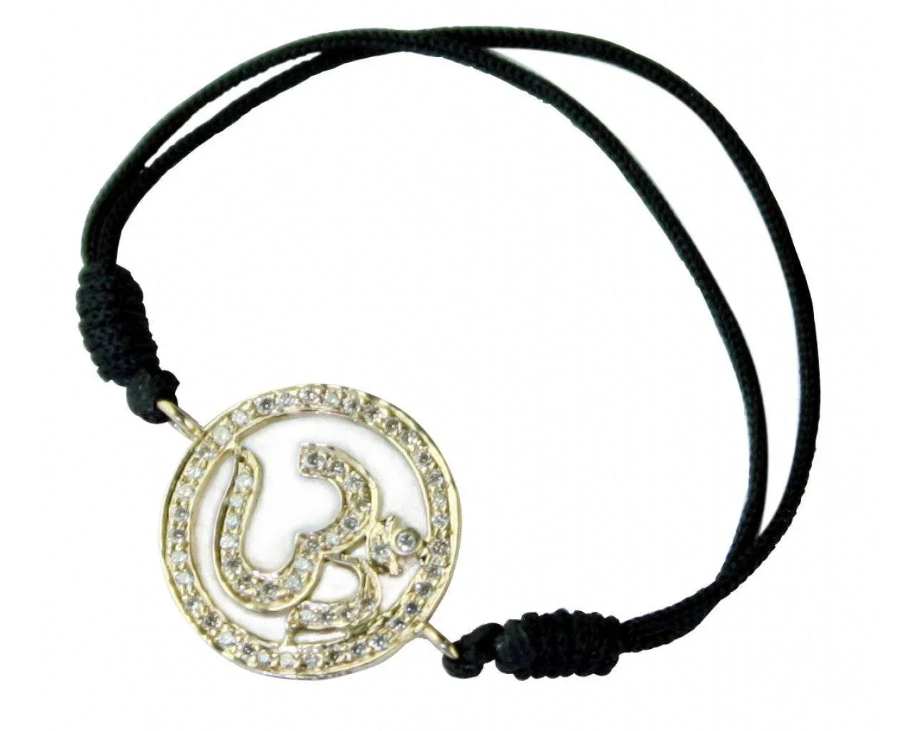 Om bracelet 18mm in gold with diamonds - Jewelslane