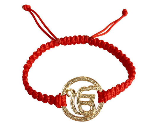 Auspicious Ik Onkaar Diamond Bracelet in 14k gold with 21mm charm - Jewelslane