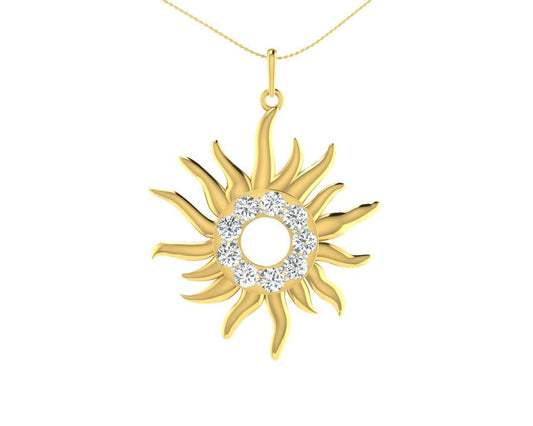 Auspicious sun pendant in gold & diamonds - Jewelslane