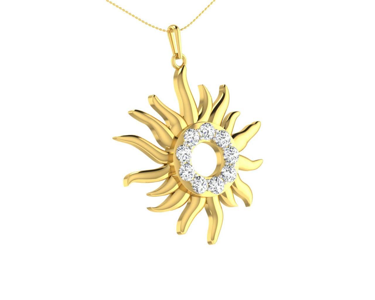 Auspicious sun pendant in gold & diamonds - Jewelslane