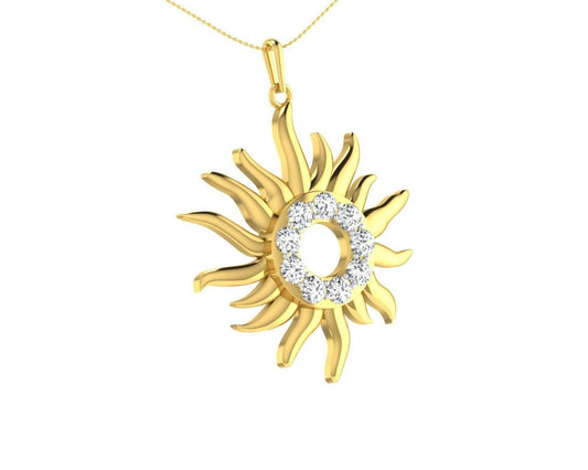 Auspicious sun pendant in gold & diamonds - Jewelslane