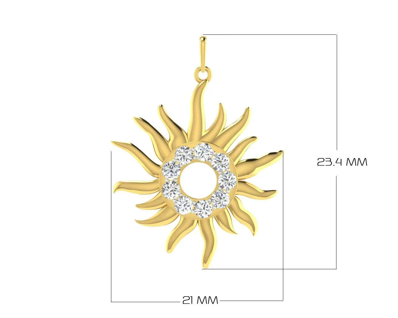 Auspicious sun pendant in gold & diamonds - Jewelslane