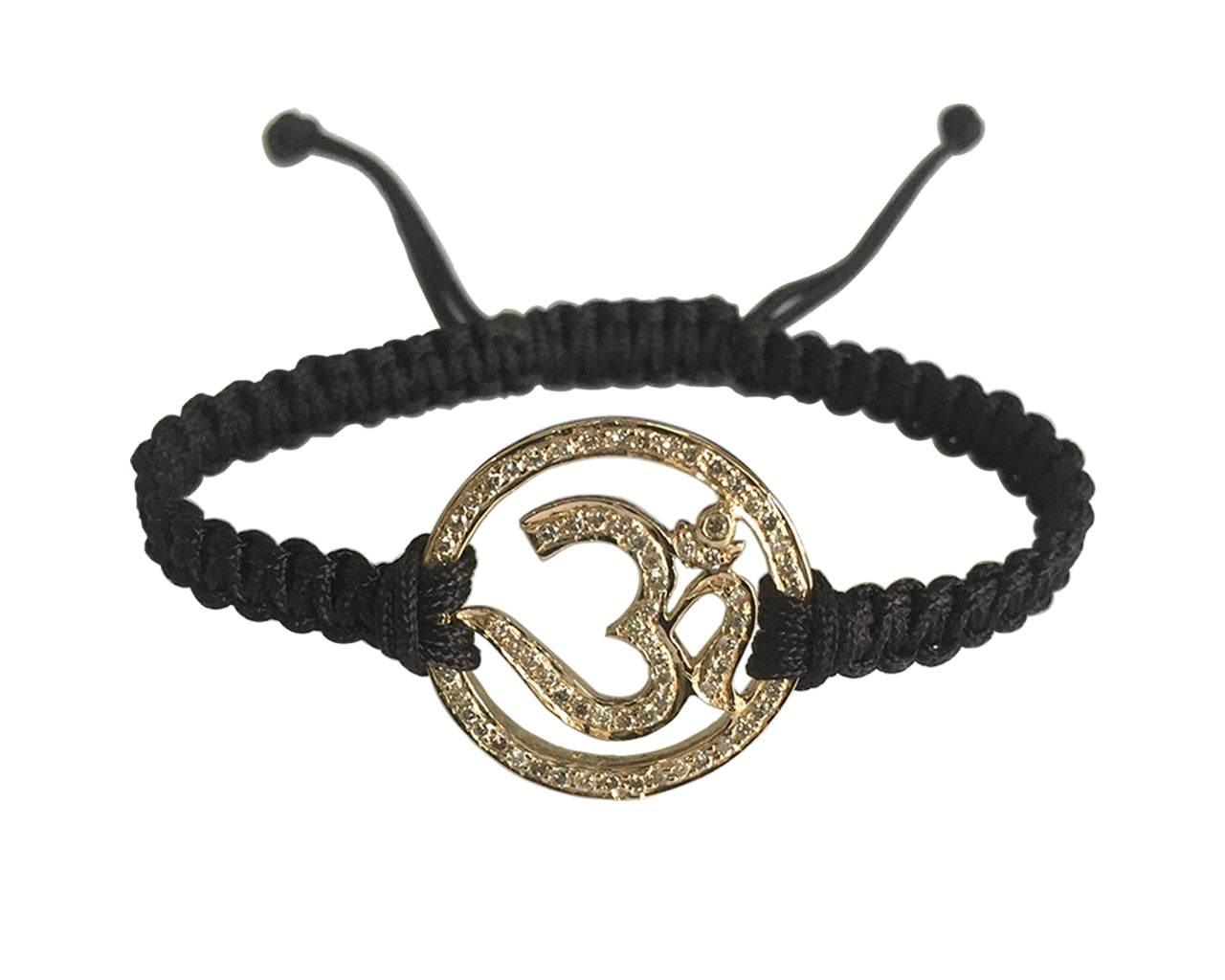 Auspicious Aum Bracelet in Gold with diamonds - Jewelslane