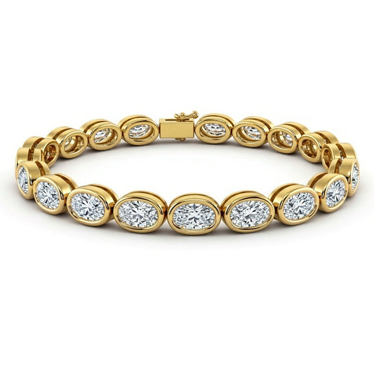 Ava Oval Shape Lab Diamonds Bezel set Tennis Bracelet - Jewelslane