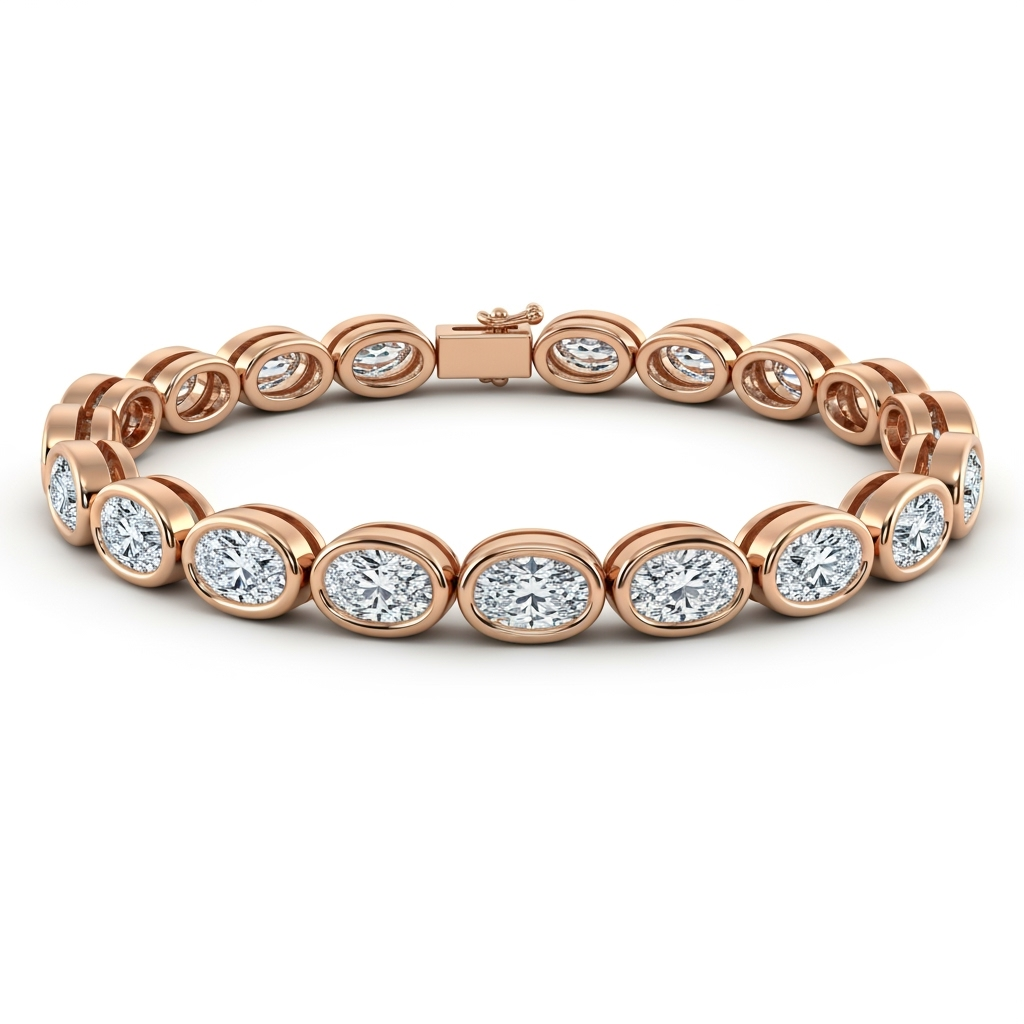 Ava Oval Shape Lab Diamonds Bezel set Tennis Bracelet - Jewelslane