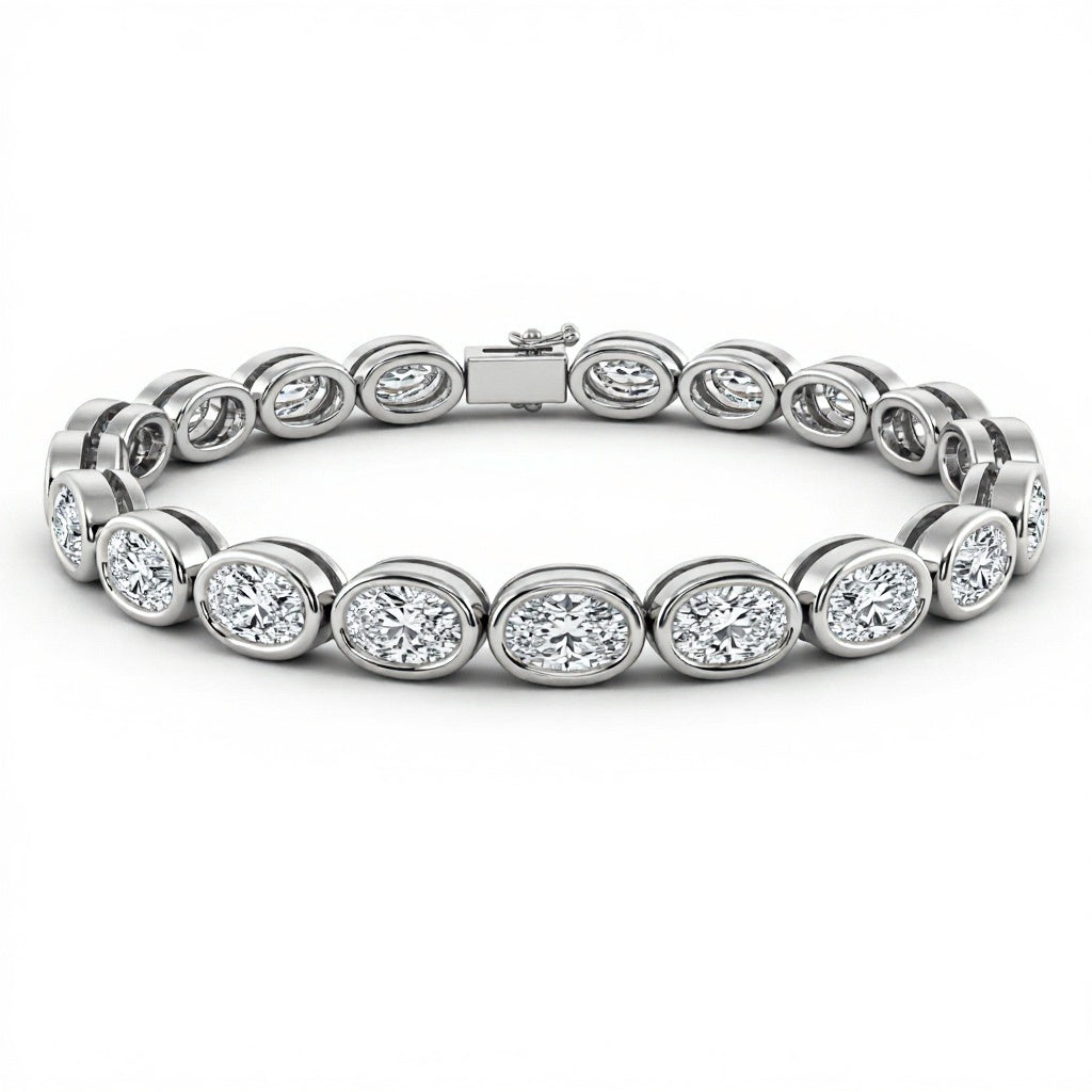 Ava Oval Shape Lab Diamonds Bezel set Tennis Bracelet - Jewelslane