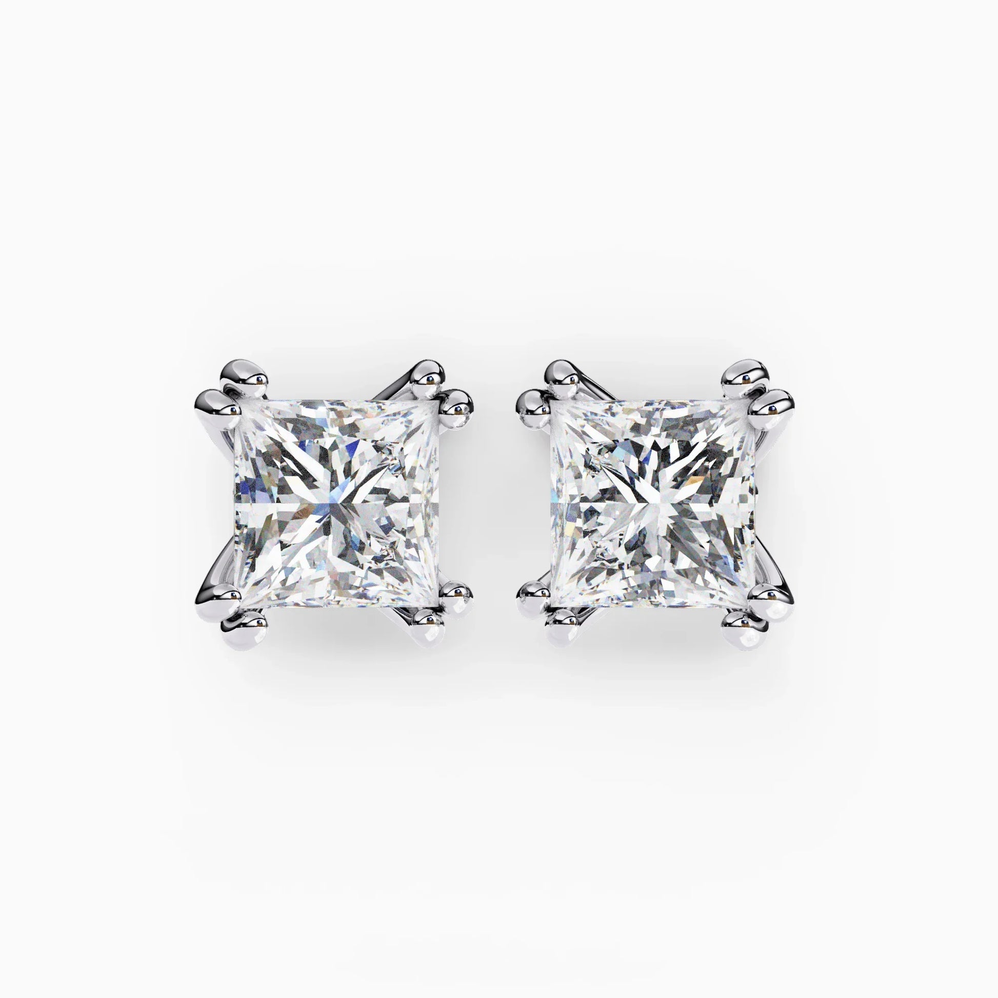 Ava Princess Cut Lab Grown Diamond Solitaire Earrings in gold - Jewelslane