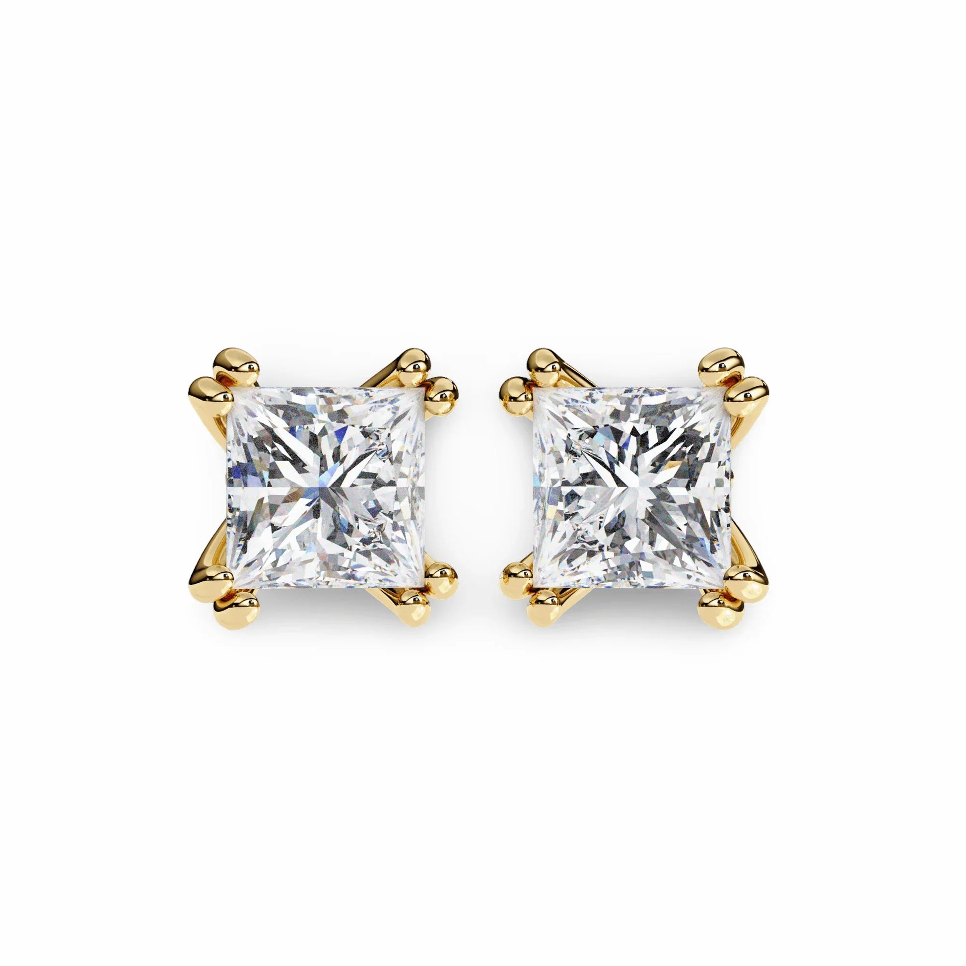 Ava Princess Cut Lab Grown Diamond Solitaire Earrings in gold - Jewelslane