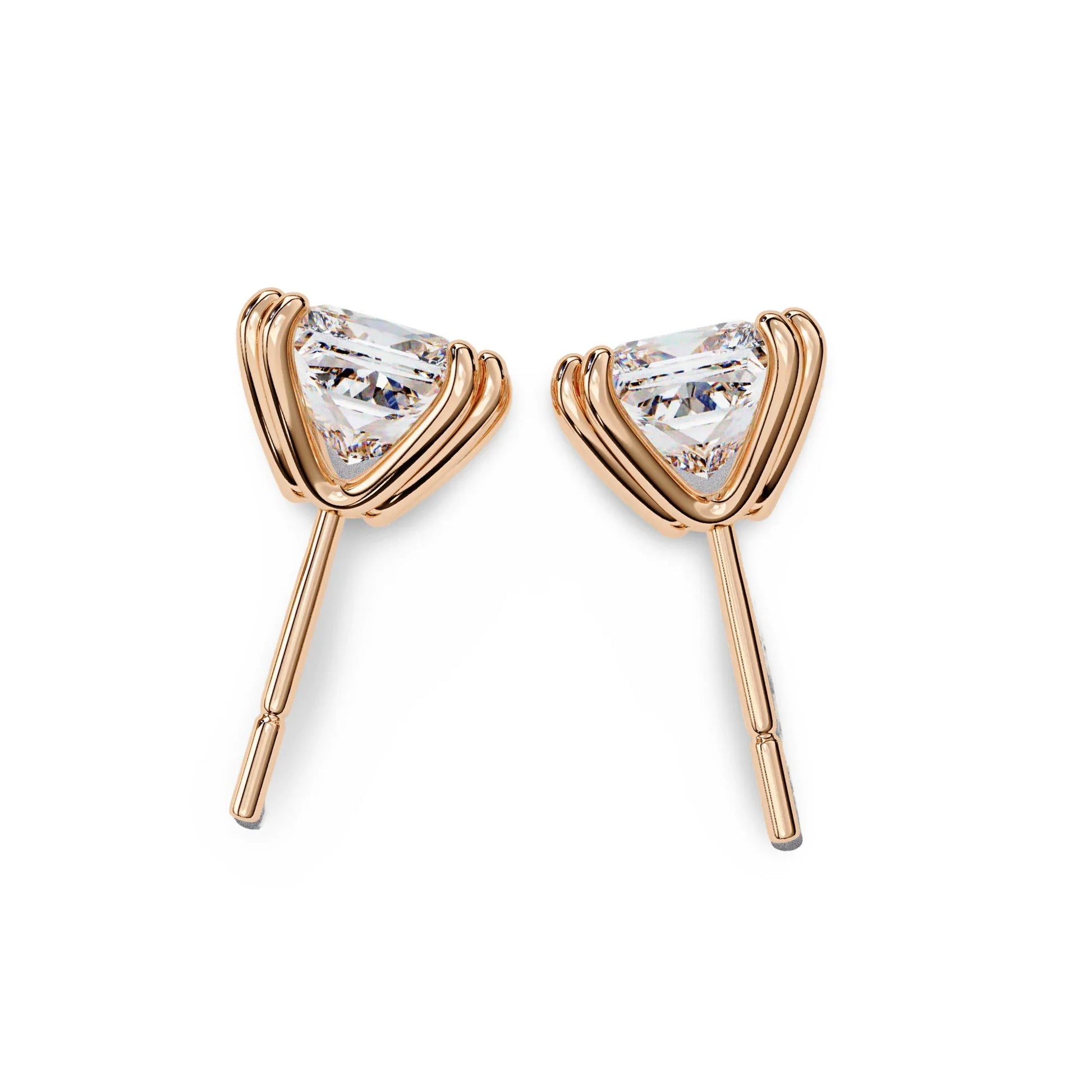 Ava Princess Cut Lab Grown Diamond Solitaire Earrings in gold - Jewelslane