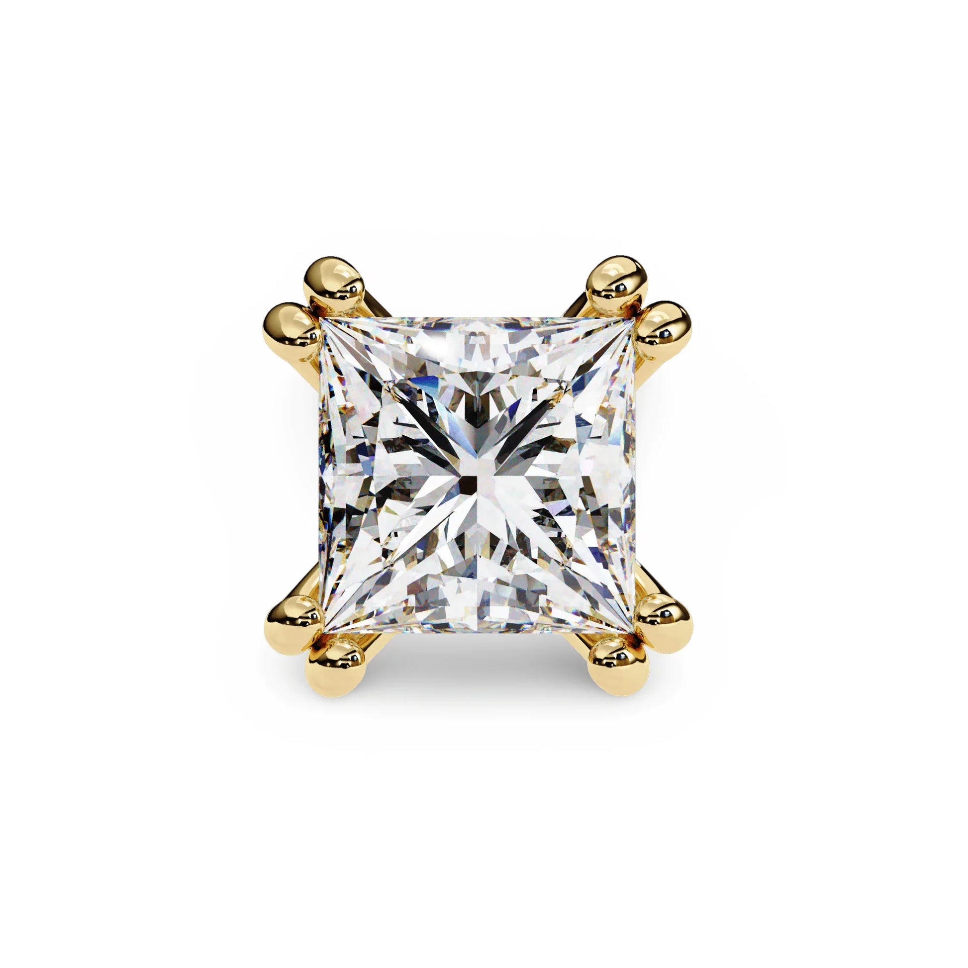 Ava Princess Cut Lab Grown Diamond Solitaire Earrings in gold - Jewelslane