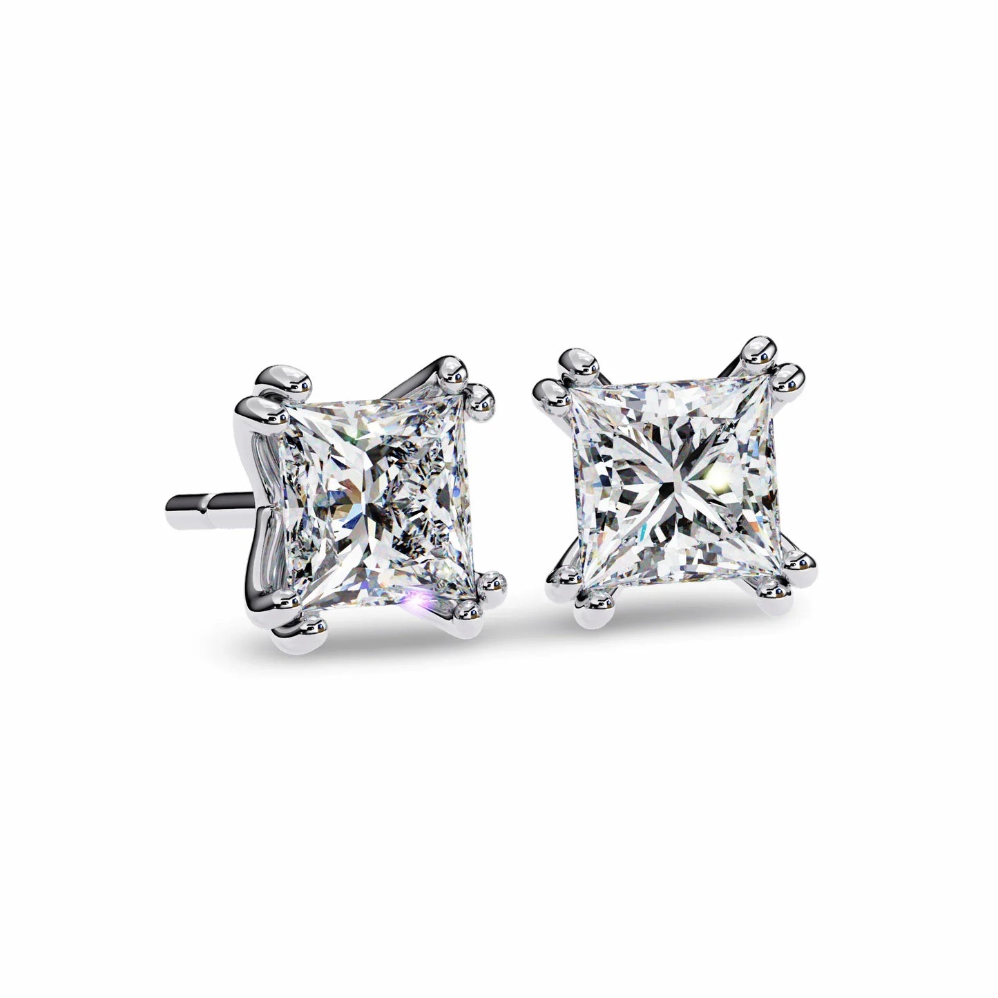 Ava Princess Cut Lab Grown Diamond Solitaire Earrings in gold - Jewelslane