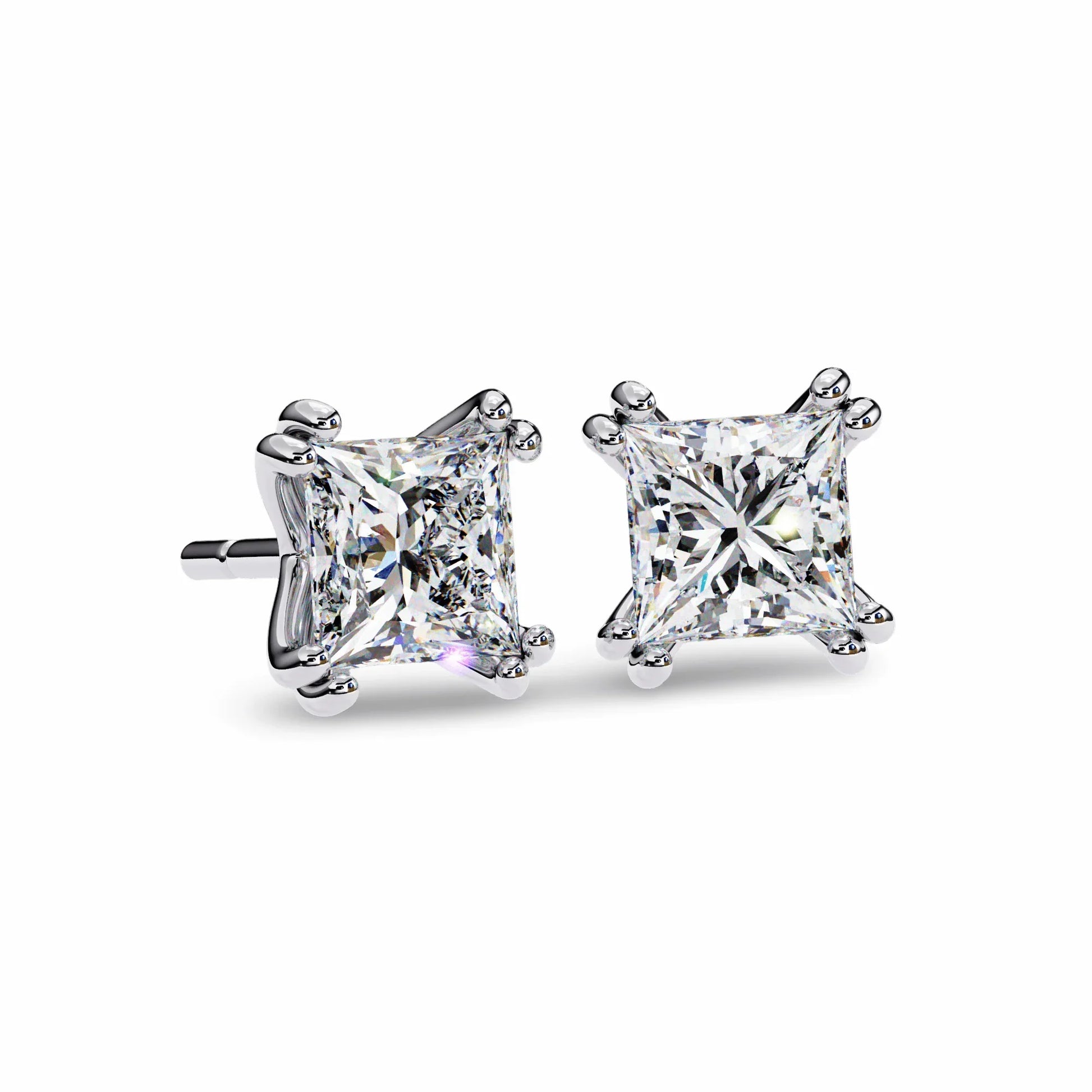 Ava Princess Cut Lab Grown Diamond Solitaire Earrings in gold - Jewelslane