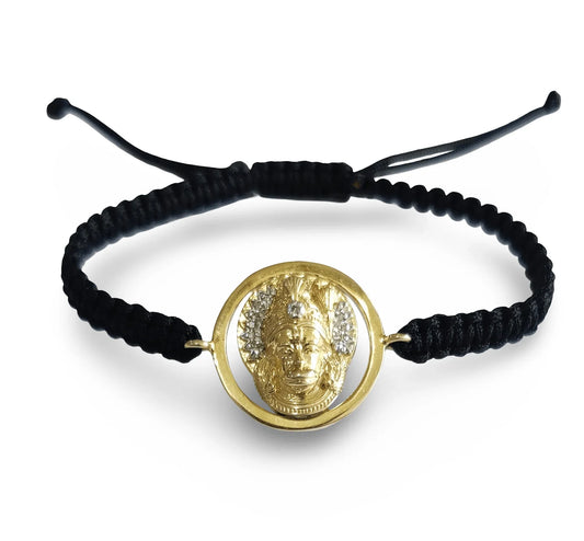 Beautiful Bajrang Bali Hanuman Bracelet in Gold with Diamonds - Jewelslane