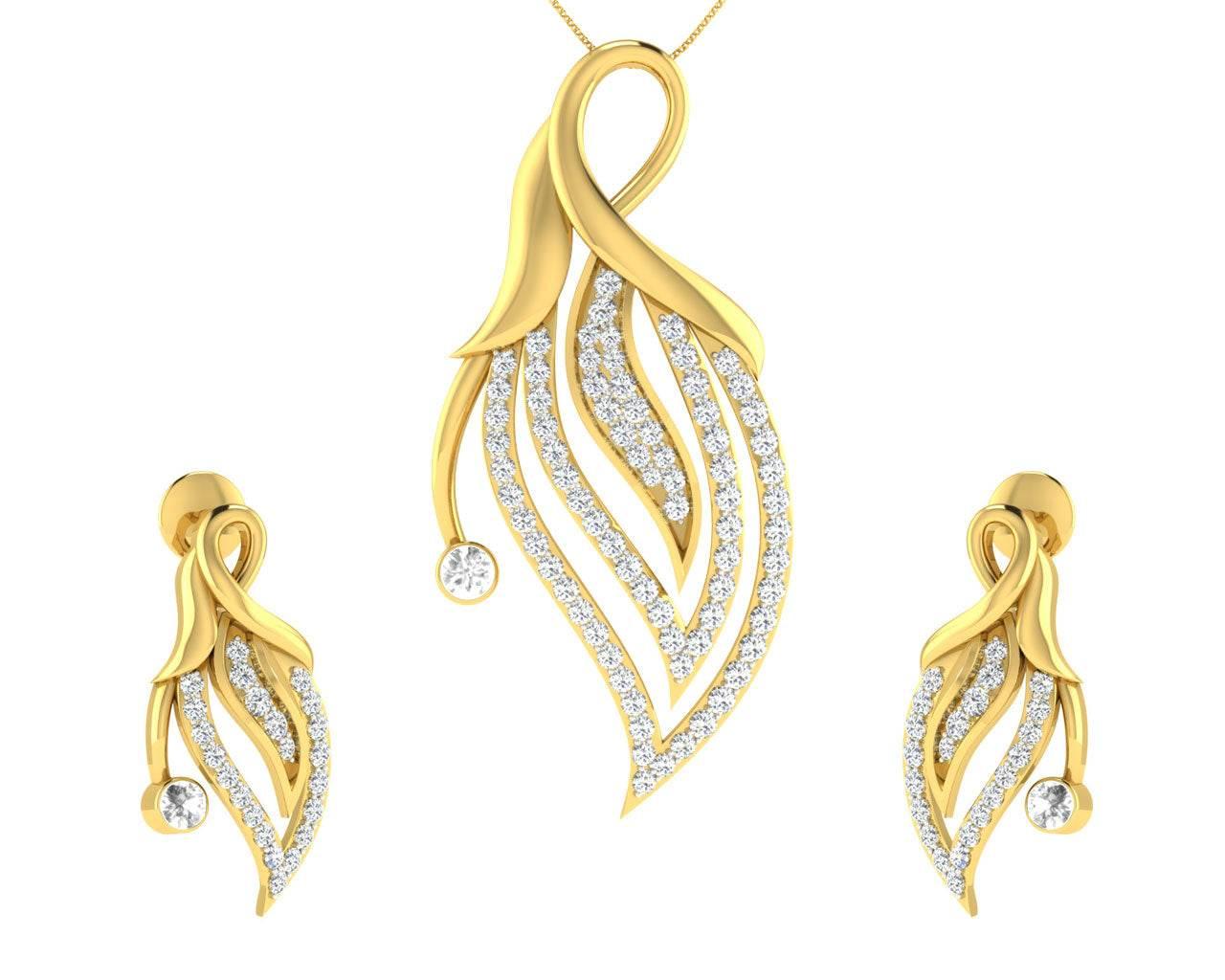 Berti Diamond Earrings & Pendant set - Jewelslane