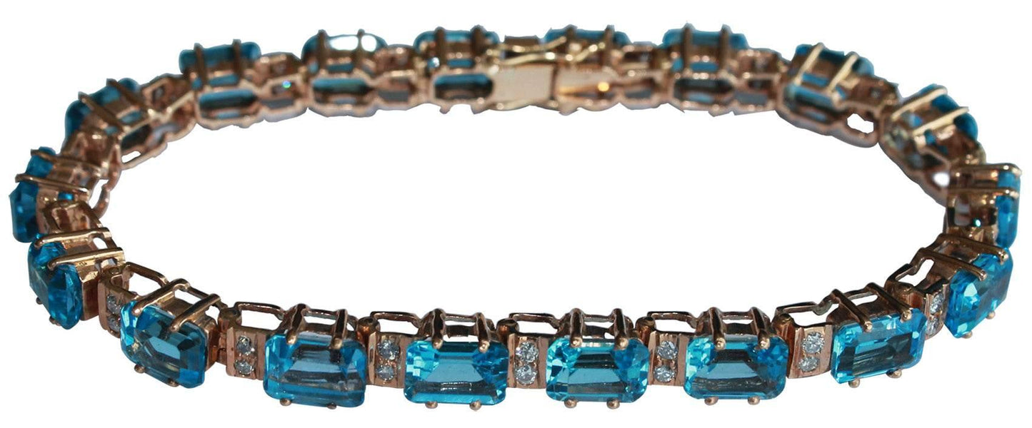 Blue Topaz & Diamond Bracelet - Jewelslane
