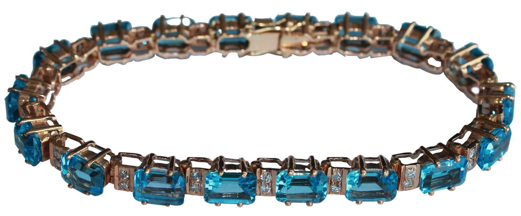 Blue Topaz & Diamond Bracelet - Jewelslane
