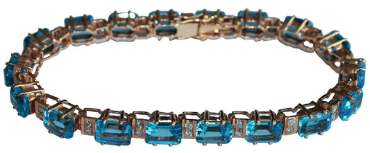 Blue Topaz & Diamond Bracelet - Jewelslane