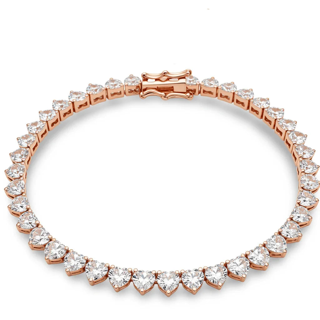 Cait Heart Shape Diamonds Tennis Necklace - Jewelslane