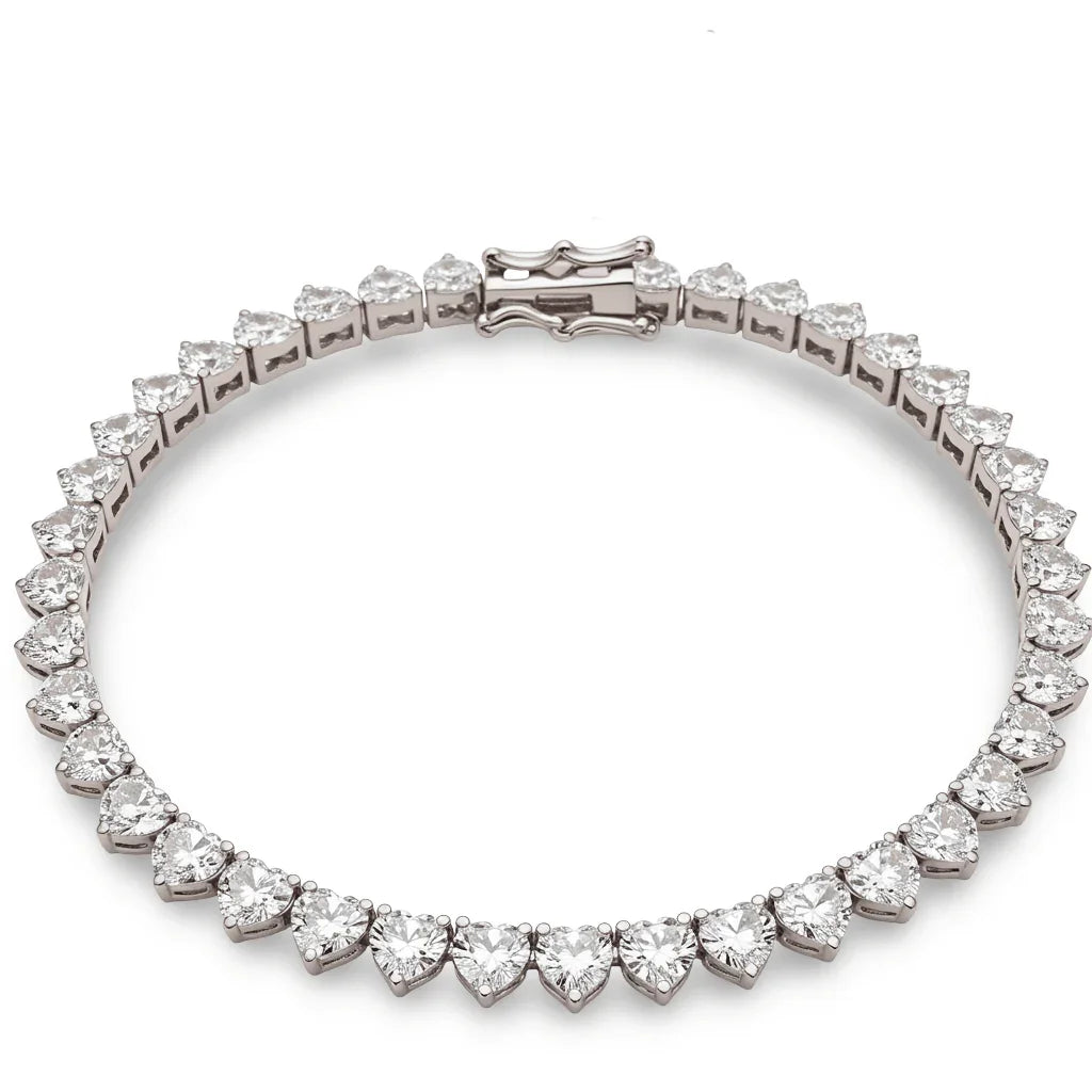 Cait Heart Shape Diamonds Tennis Necklace - Jewelslane