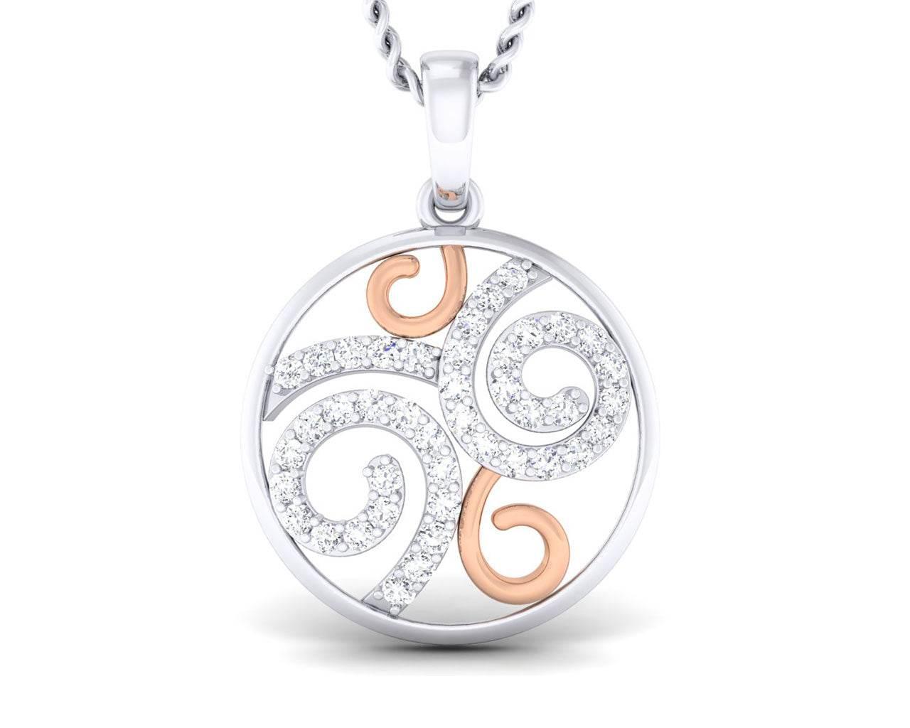 Calise Diamond Two Tone Pendant in Gold - Jewelslane