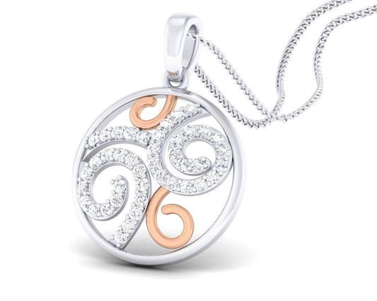 Calise Diamond Two Tone Pendant in Gold - Jewelslane