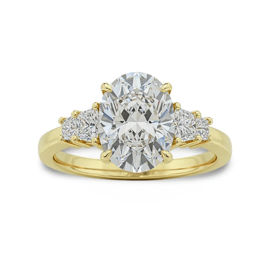Calli Oval Shape Diamond Solitaire Ring with Princess Cut Diamonds - Jewelslane