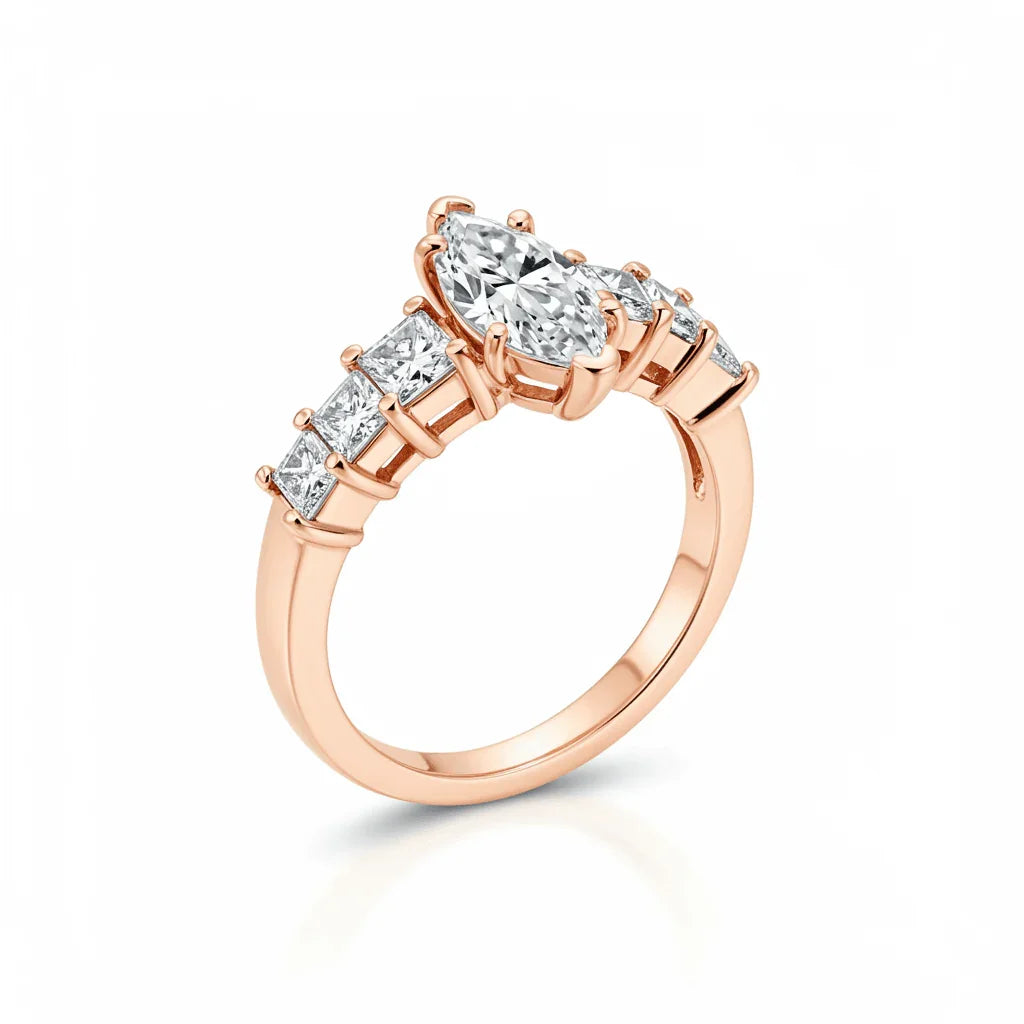 Carly Marquee Shape Diamond Solitaire Ring - Jewelslane